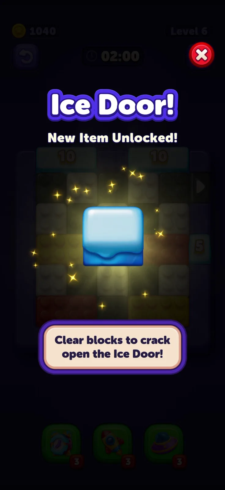 Tutorial screen from Block Out! Color Sort Puzzle