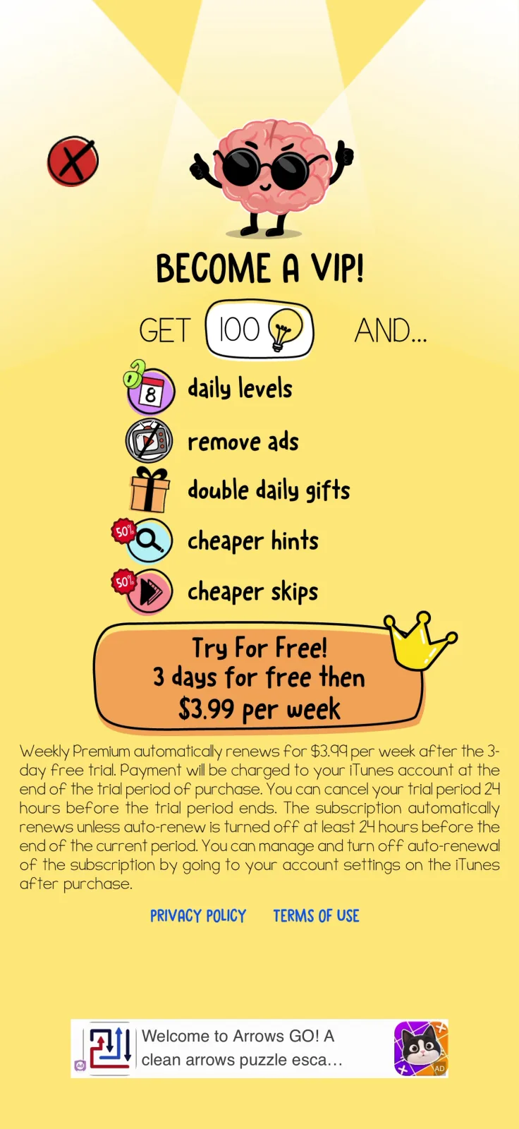 Offers screen from Brain Test