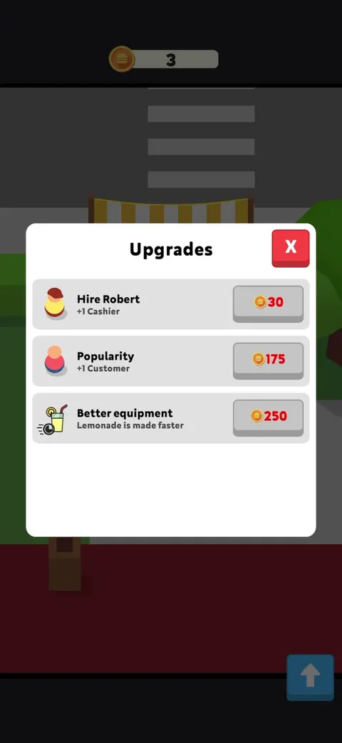 Upgrade flows screen from Eatventure