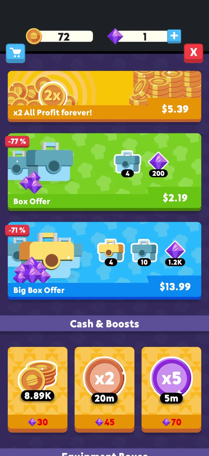 Shop screen from Eatventure