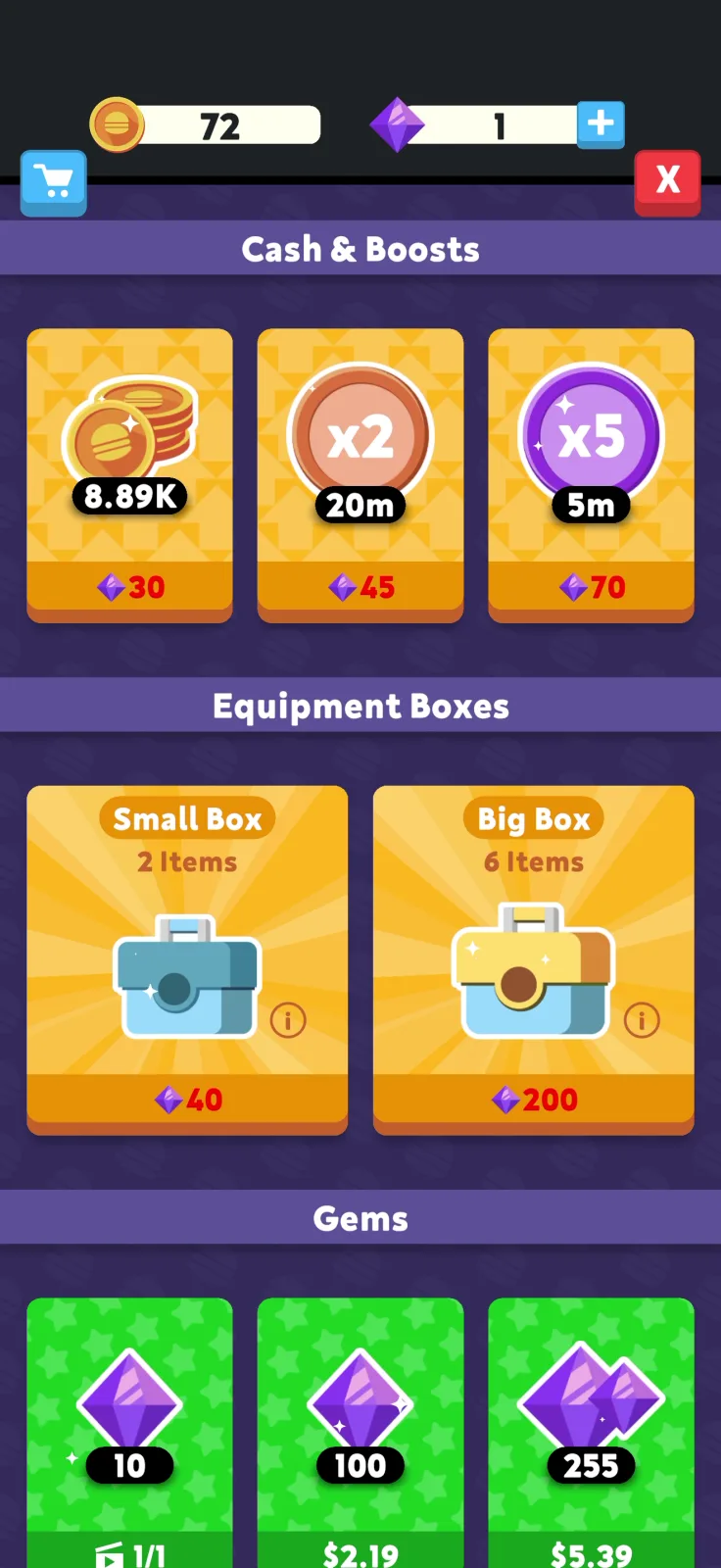 Shop screen from Eatventure