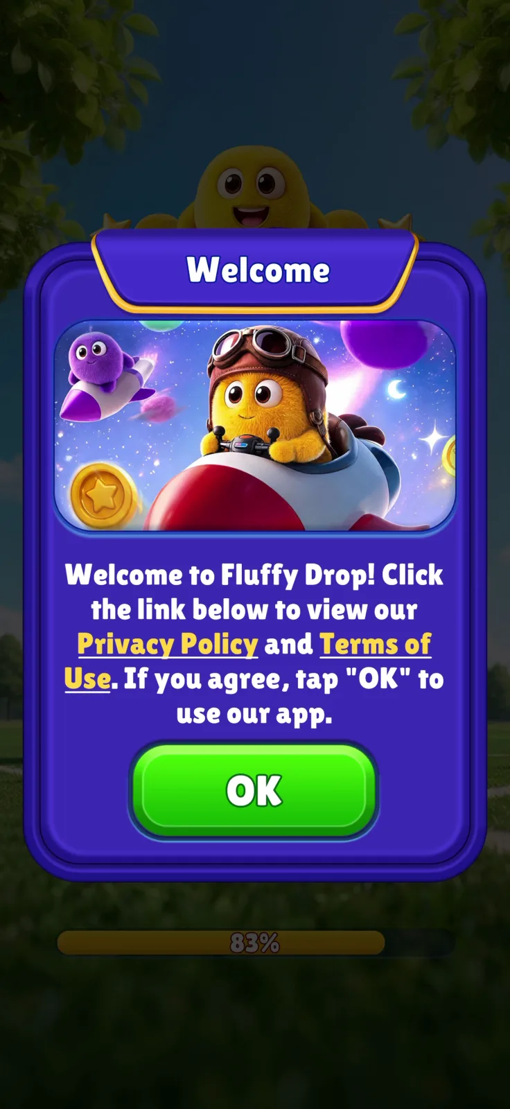 Consent & privacy screen from Fluffy Drop