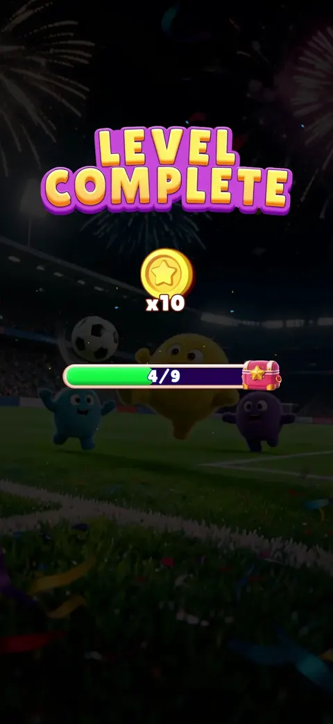 Victory screen from Fluffy Drop