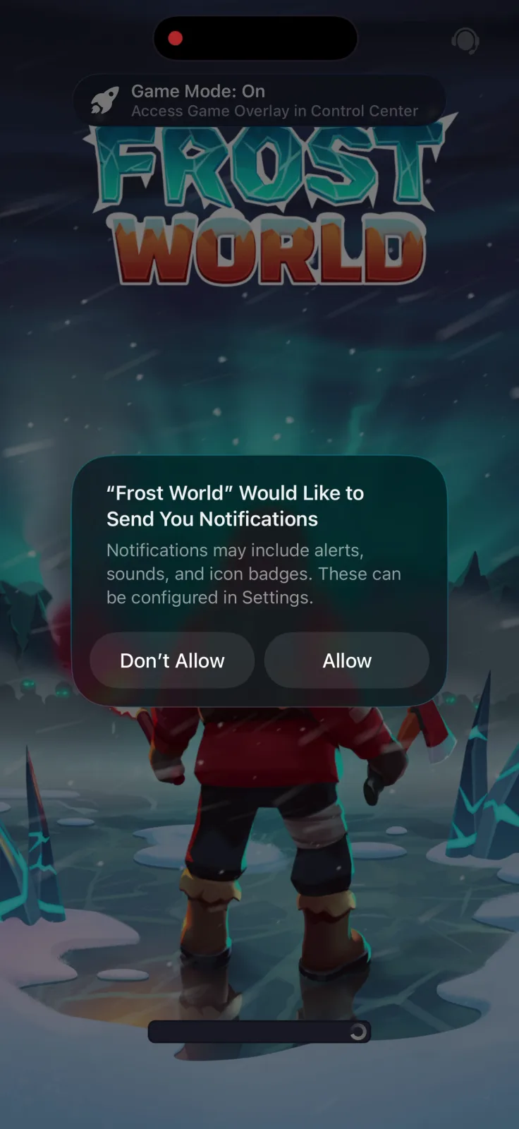 Notifications screen from Frost World