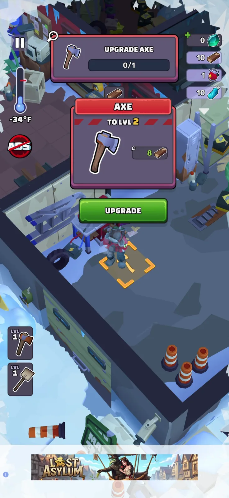 Upgrade flows screen from Frost World