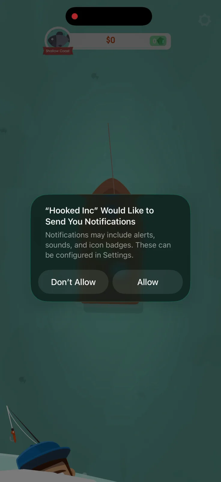Notifications screen from Hooked Inc