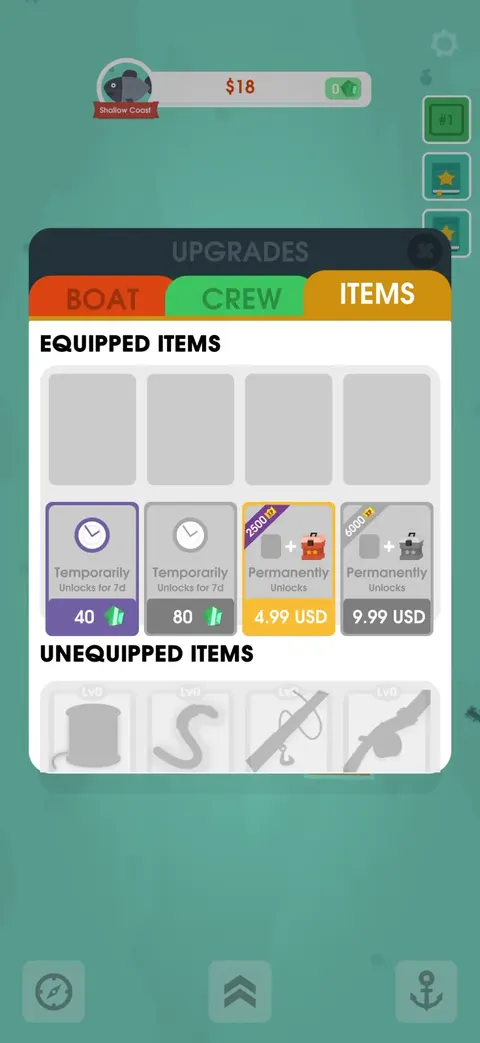 Loadout screen from Hooked Inc