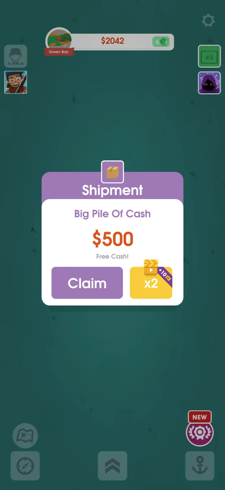 Daily rewards screen from Hooked Inc