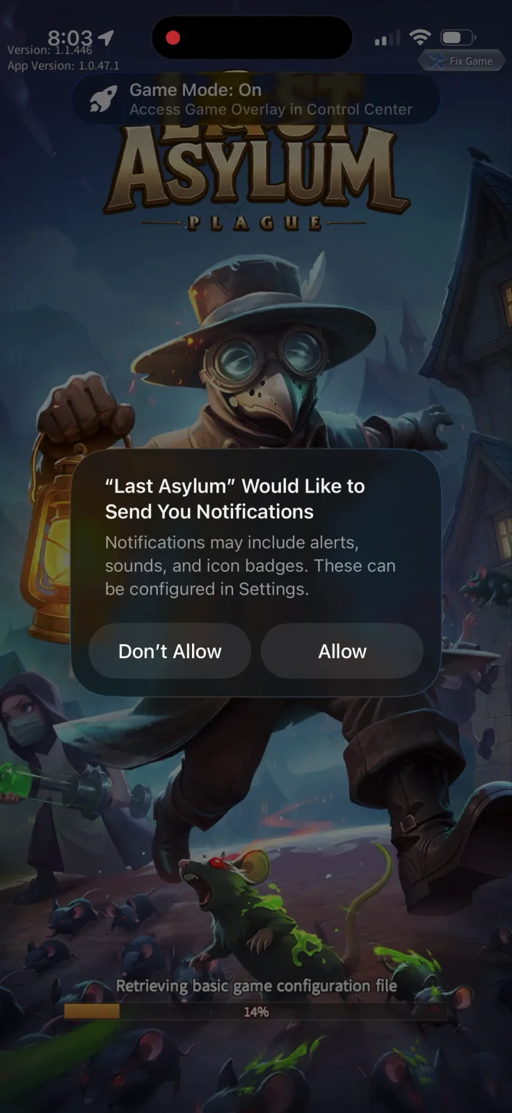 Notifications screen from Last Asylum