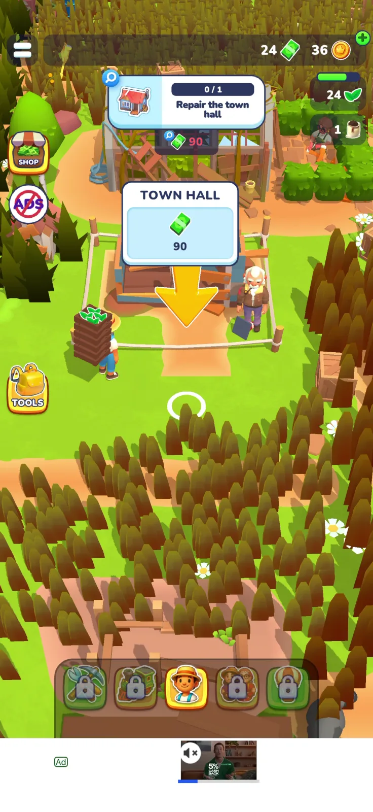 Tutorial screen from Little Farm Story