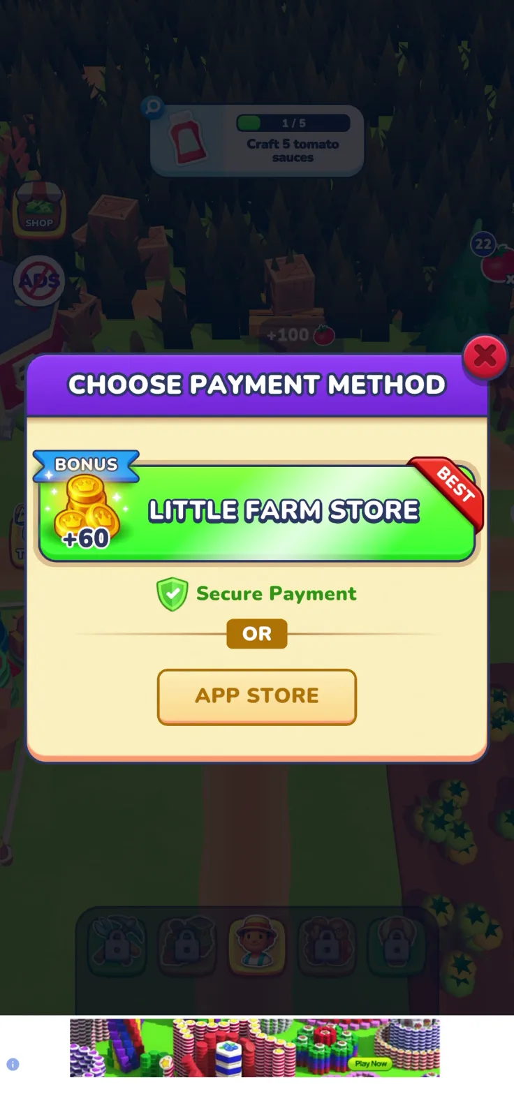 IAP sheet screen from Little Farm Story