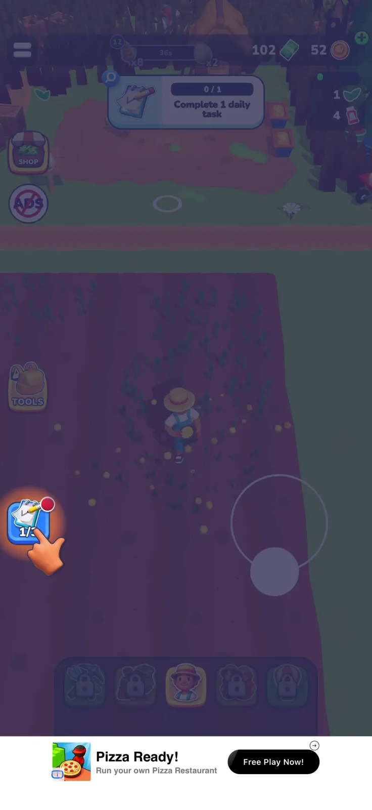 Tutorial screen from Little Farm Story