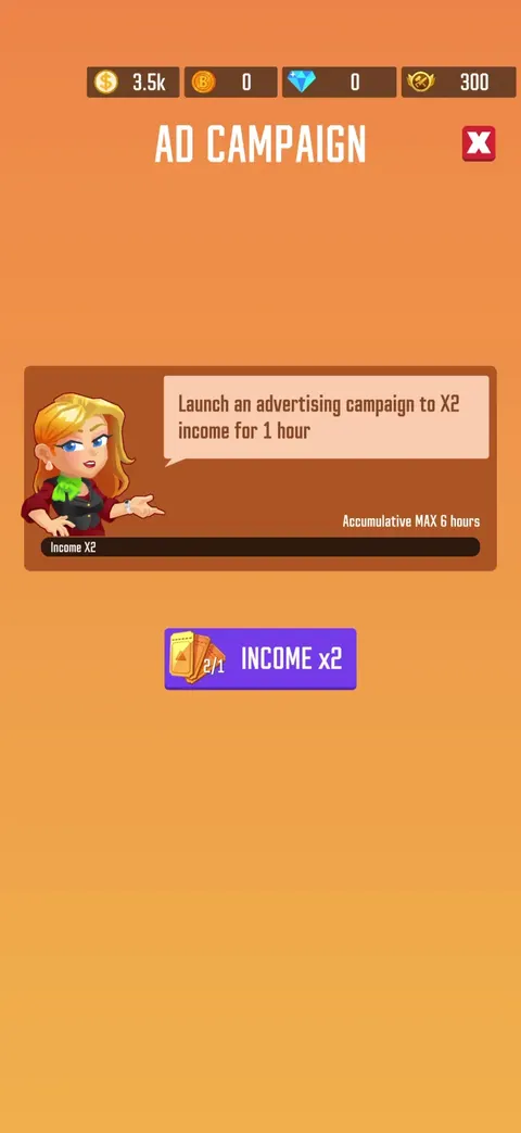 Rewarded ads screen from Lumber Inc