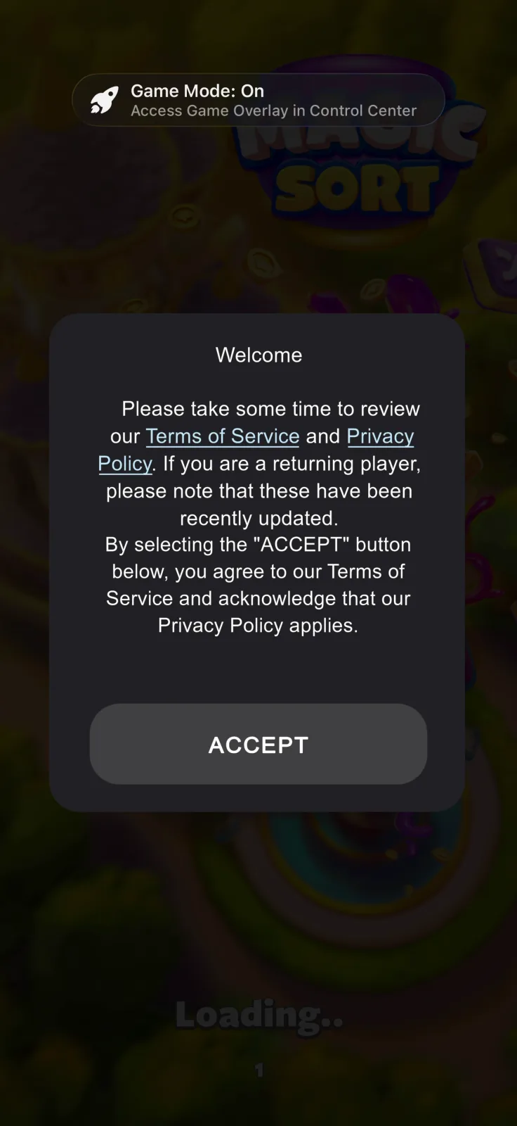 Consent & privacy screen from Magic Sort!