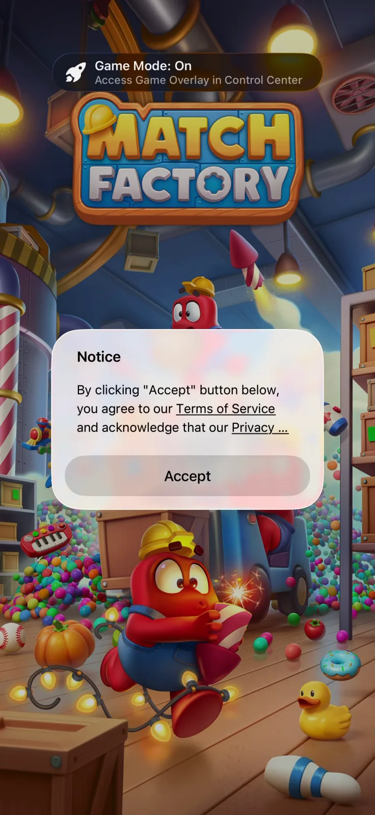 Consent & privacy screen from Match Factory