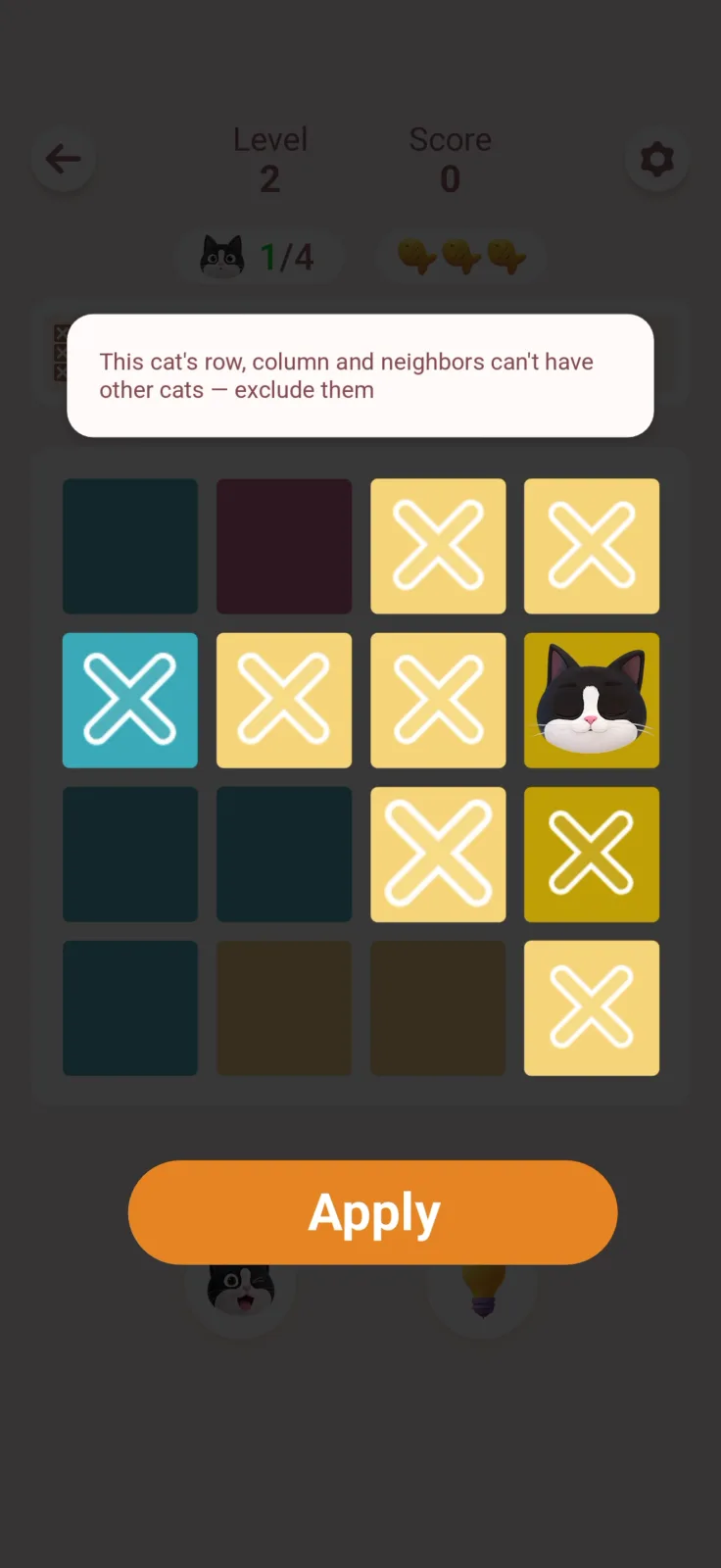 Tutorial screen from Meowdoku!