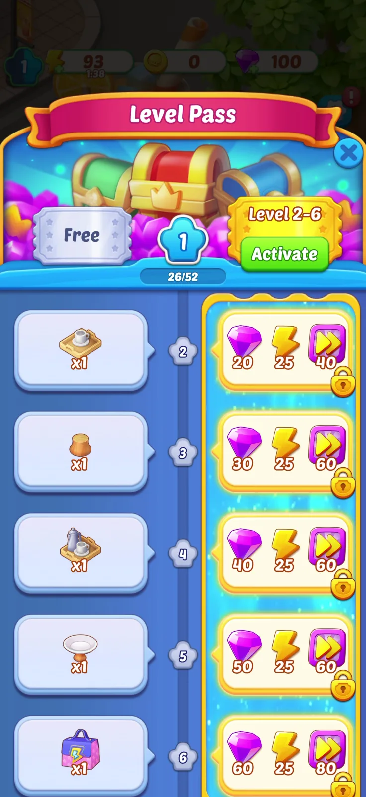 Battle pass screen from Merge Cooking: Theme Restaurant