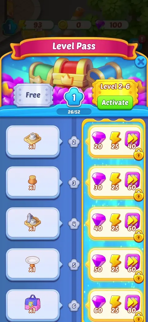 Battle pass screen from Merge Cooking: Theme Restaurant