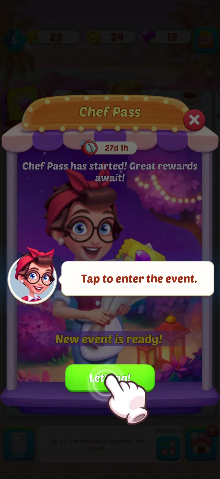 Battle pass screen from Merge Cooking: Theme Restaurant