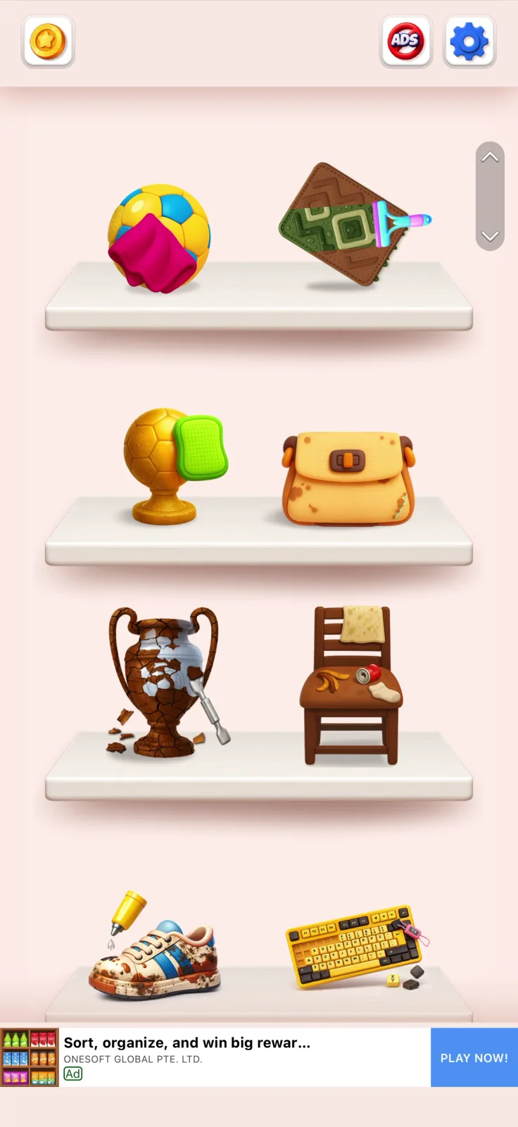 Gameplay screen from Perfect Makeover Cleaning ASMR