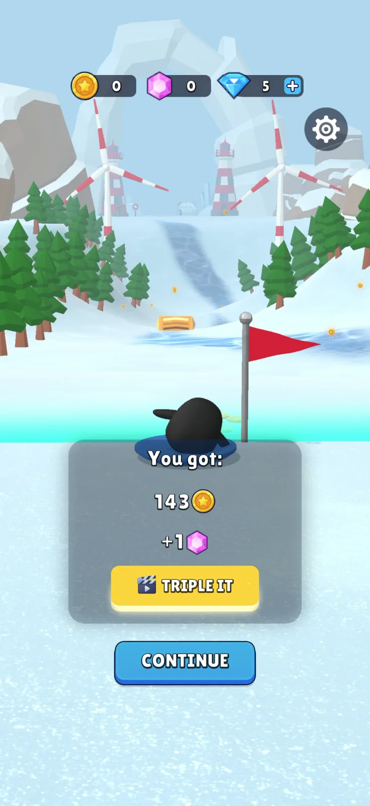 Results screen from Sled Surfers