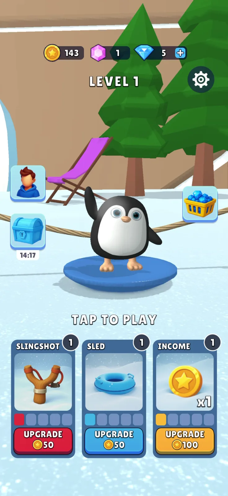 Home screen screen from Sled Surfers