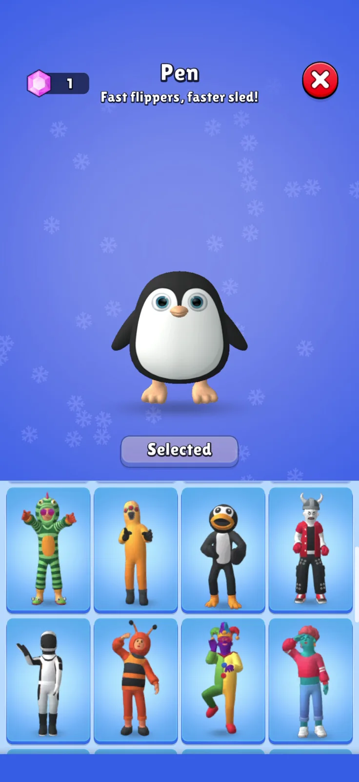 Cosmetics screen from Sled Surfers