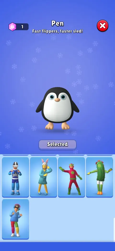 Character selection screen from Sled Surfers