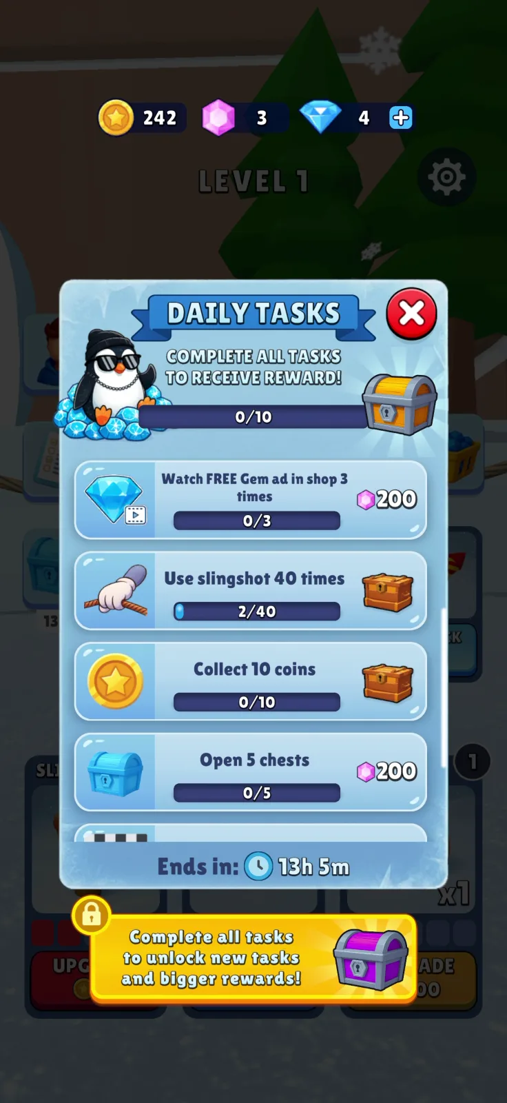 Missions screen from Sled Surfers