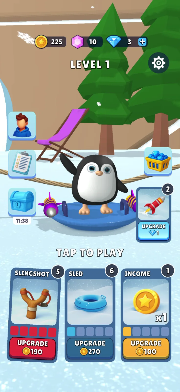 Home screen screen from Sled Surfers