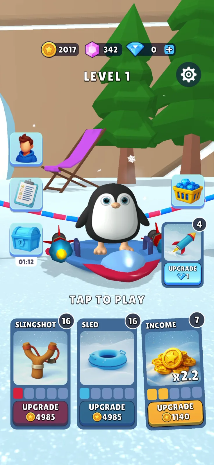 Home screen screen from Sled Surfers