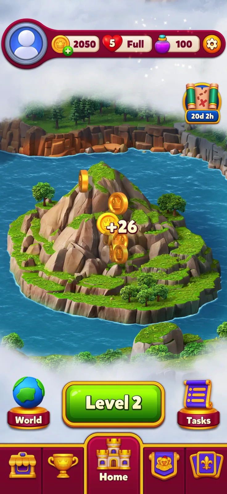 Progression map screen from Royal Kingdom