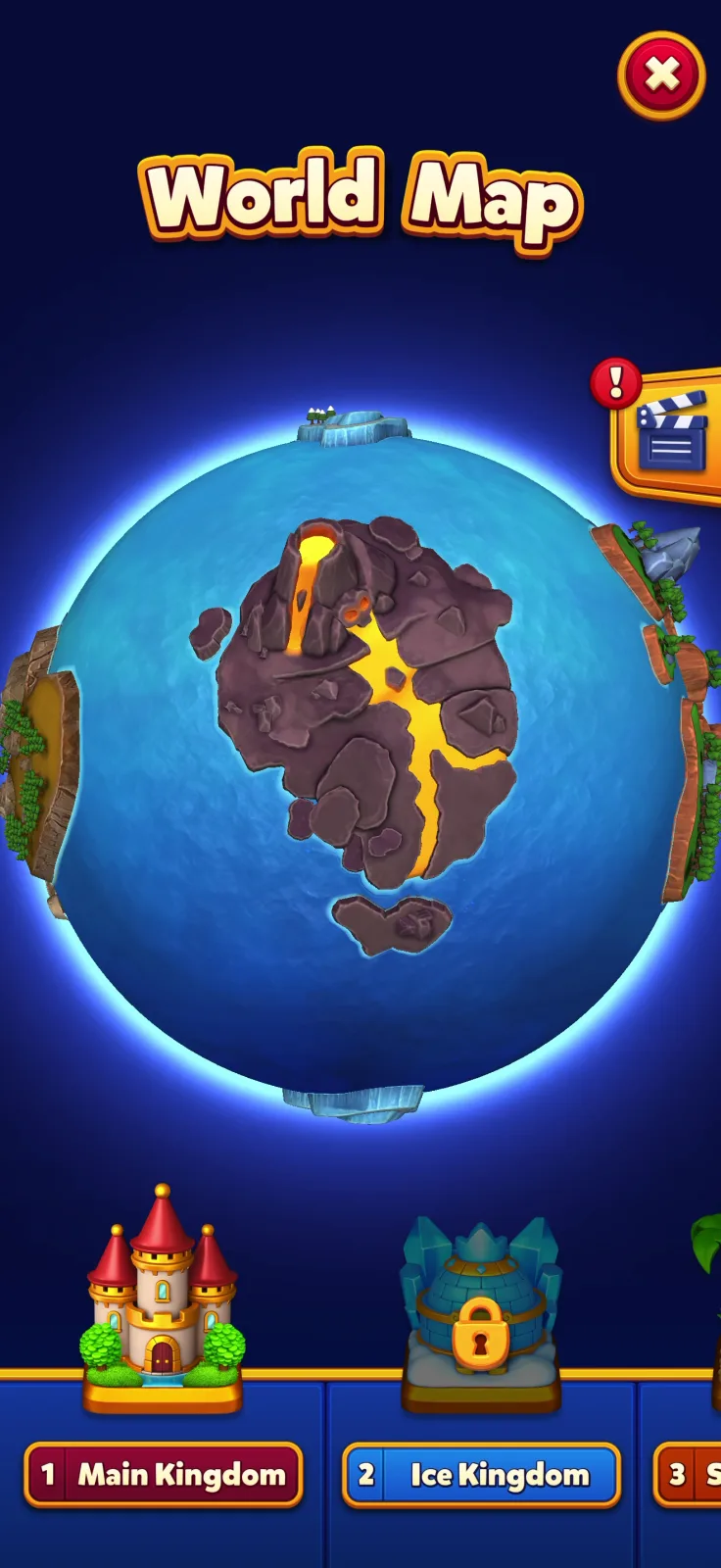 Progression map screen from Royal Kingdom