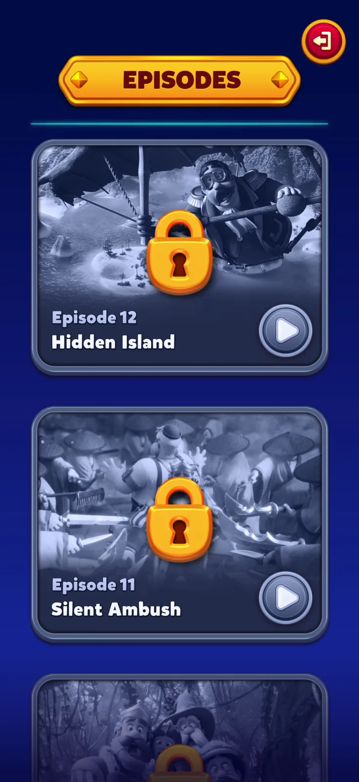 Progression map screen from Royal Kingdom