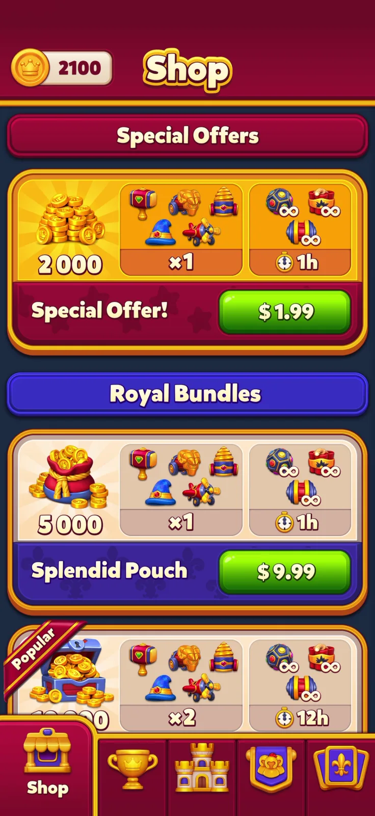 Shop screen from Royal Kingdom