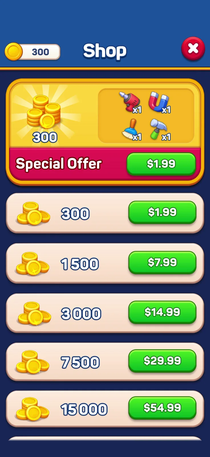 Shop screen from Screwdom