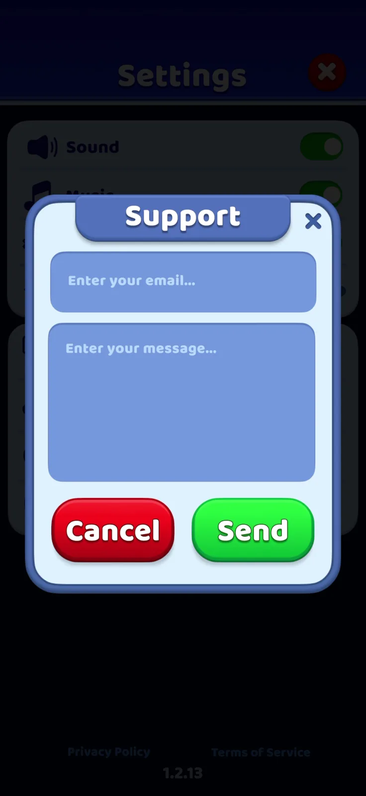 Settings screen from Search It
