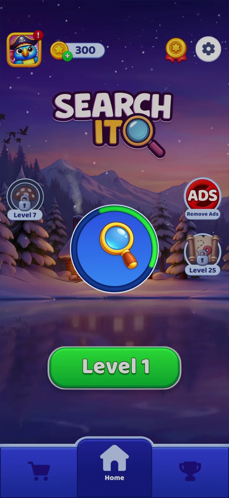 Home screen screen from Search It