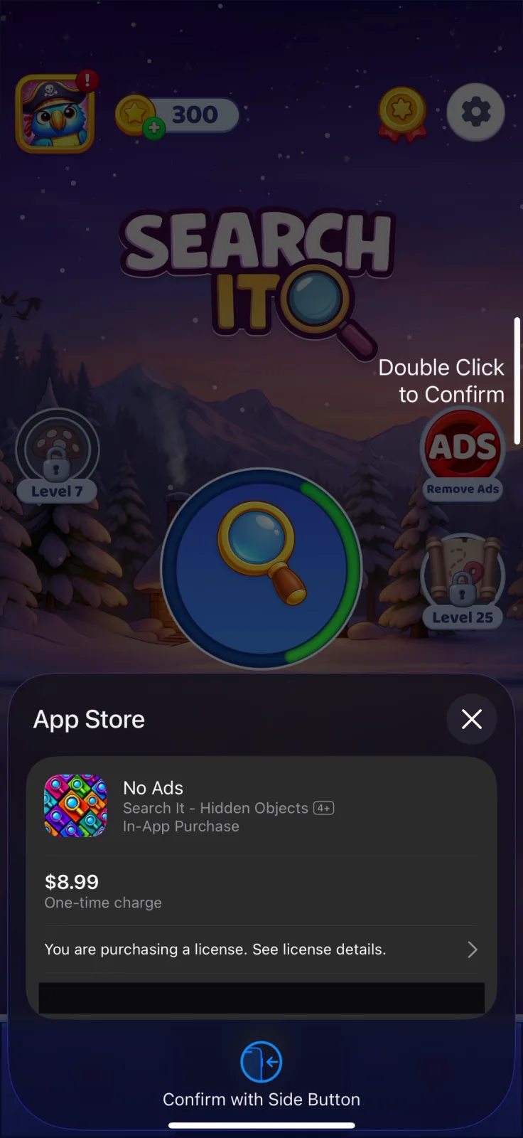 IAP sheet screen from Search It