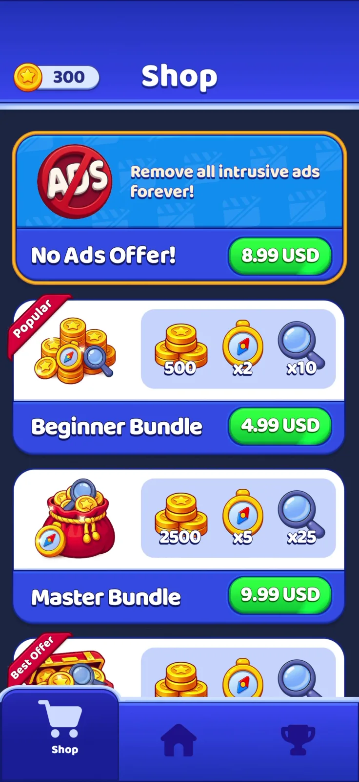 Shop screen from Search It