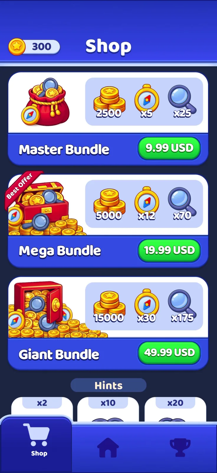 Shop screen from Search It