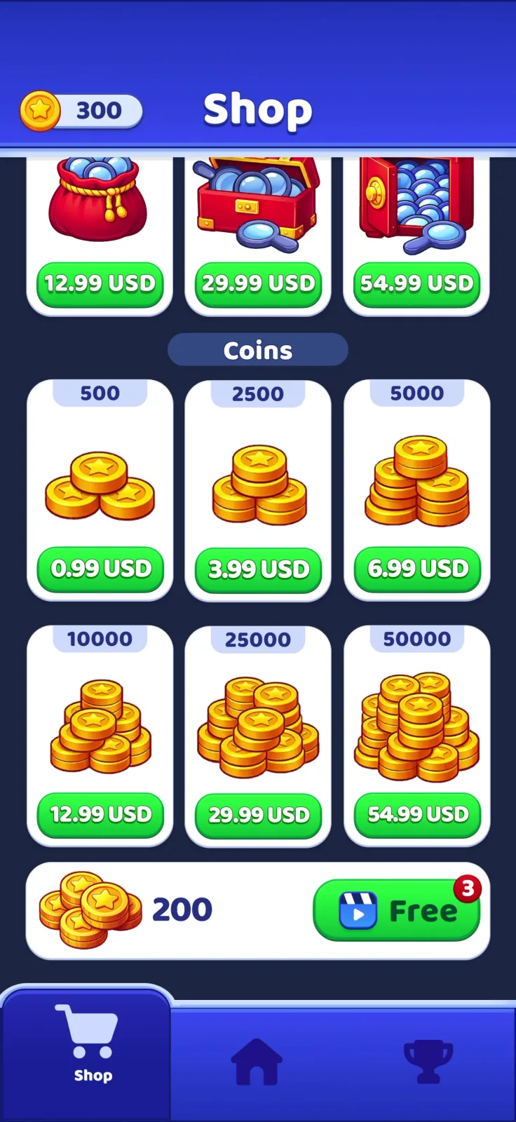 Shop screen from Search It