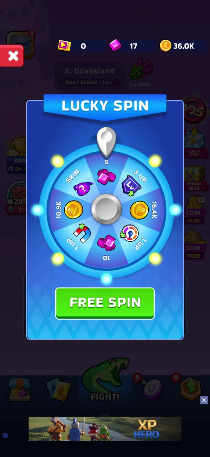 Gacha / loot box screen from Snake Clash