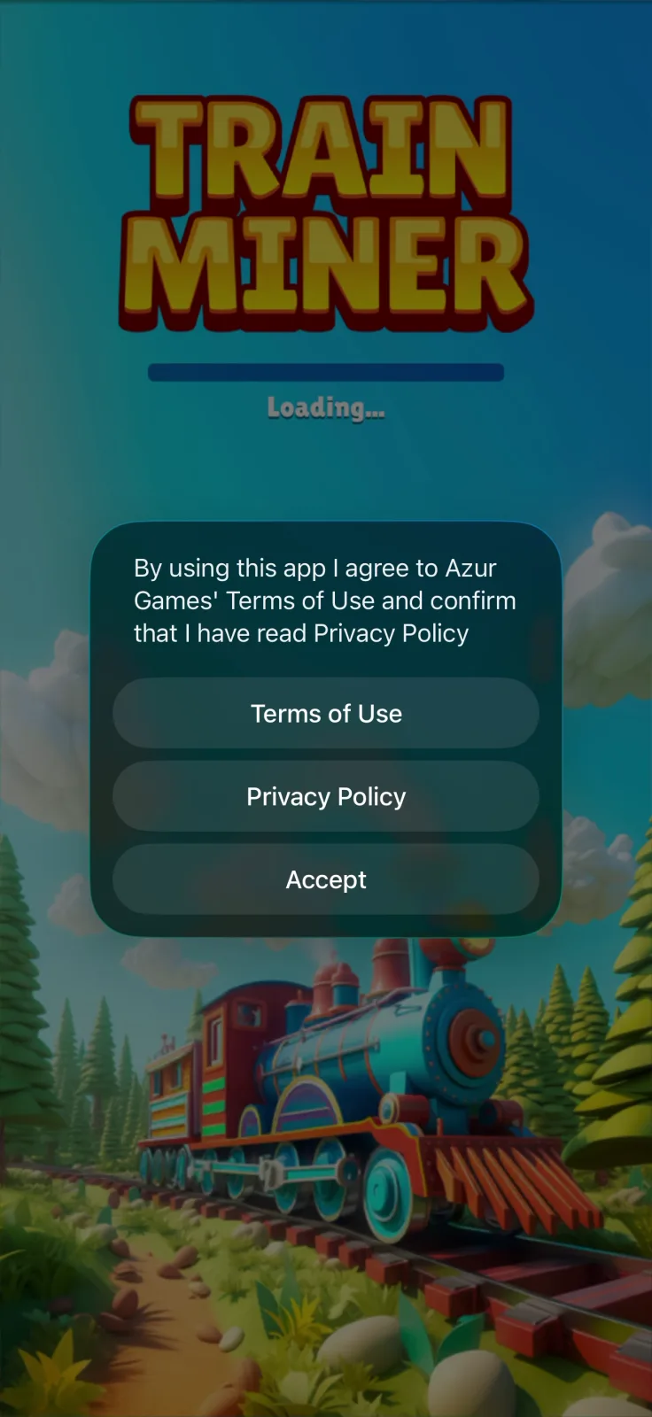 Consent & privacy screen from Train Miner
