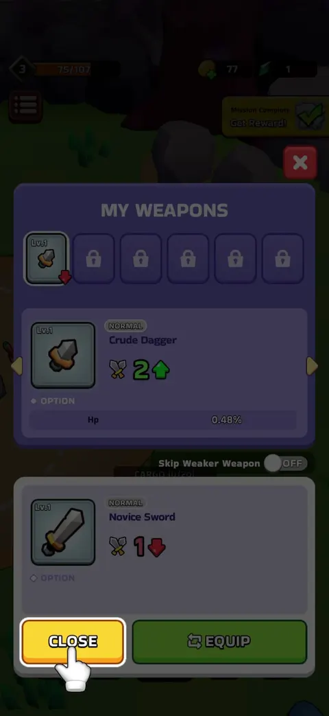 Loadout screen from XP Hero