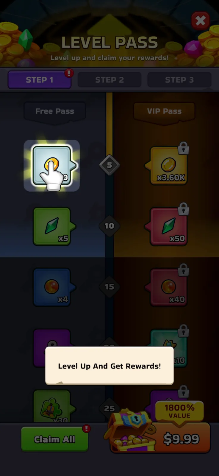 Battle pass screen from XP Hero