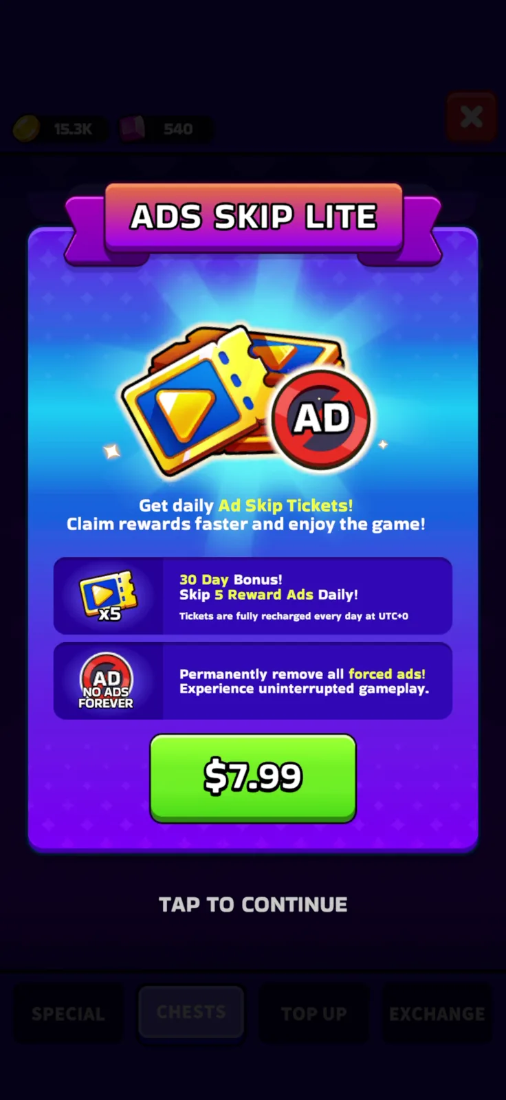 Offers screen from XP Hero